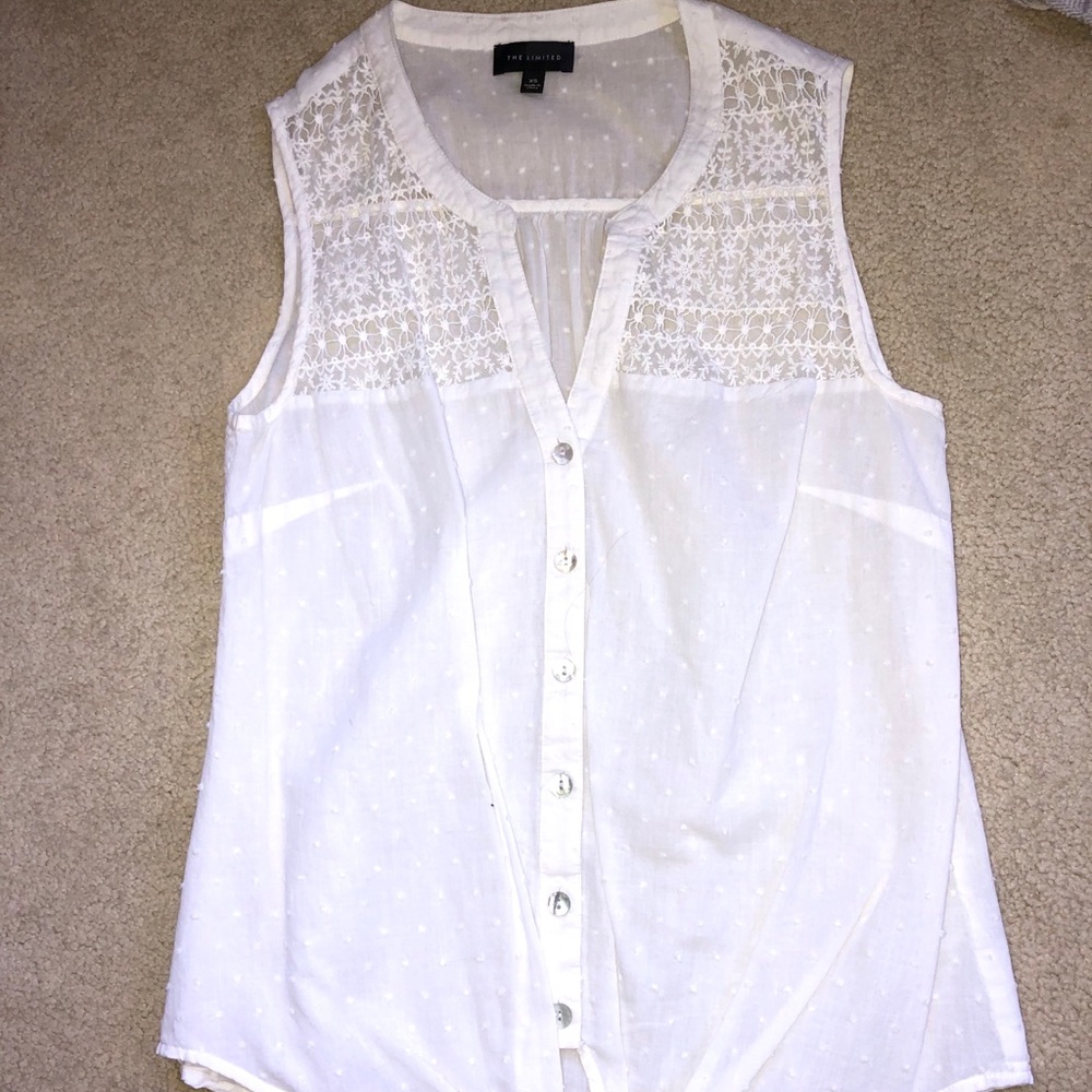 White tank top with buttons down the middle